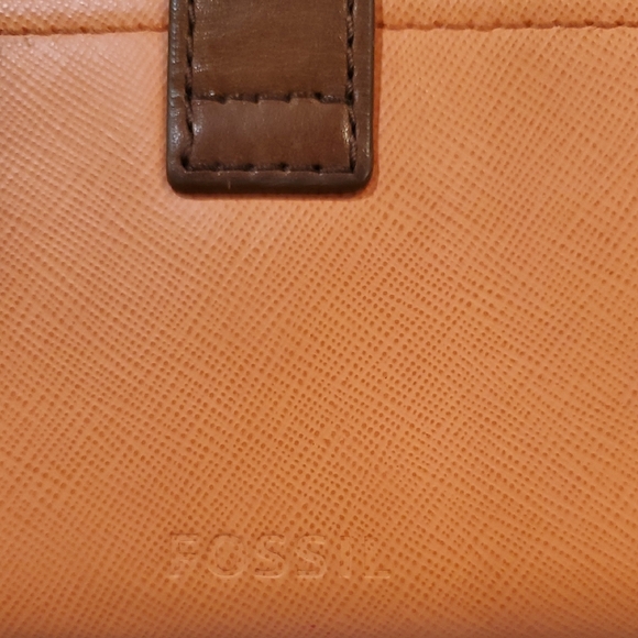 Fossil Orange and Brown Leather Wallet with Smooth Finish - Picture 3 of 7